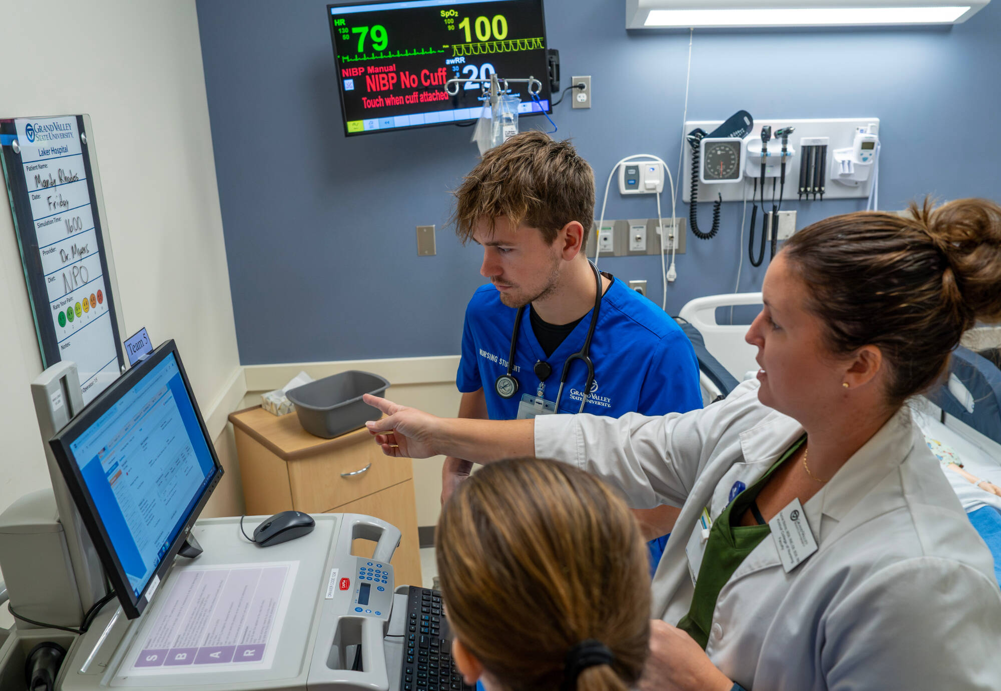 GVSU simulation center with nursing students